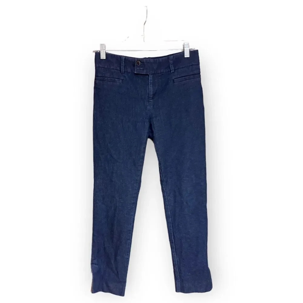 ANTHROPOLOGIE The Essential Slim Trousers Navy Blue Size 0